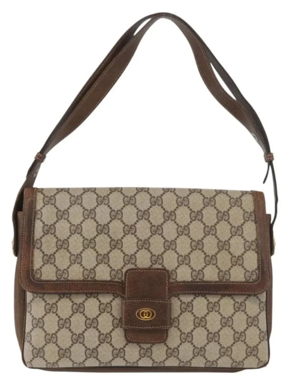 GUCCI GG Supreme Shoulder Bag PVC Beige Gold 001 16 4084 Auth